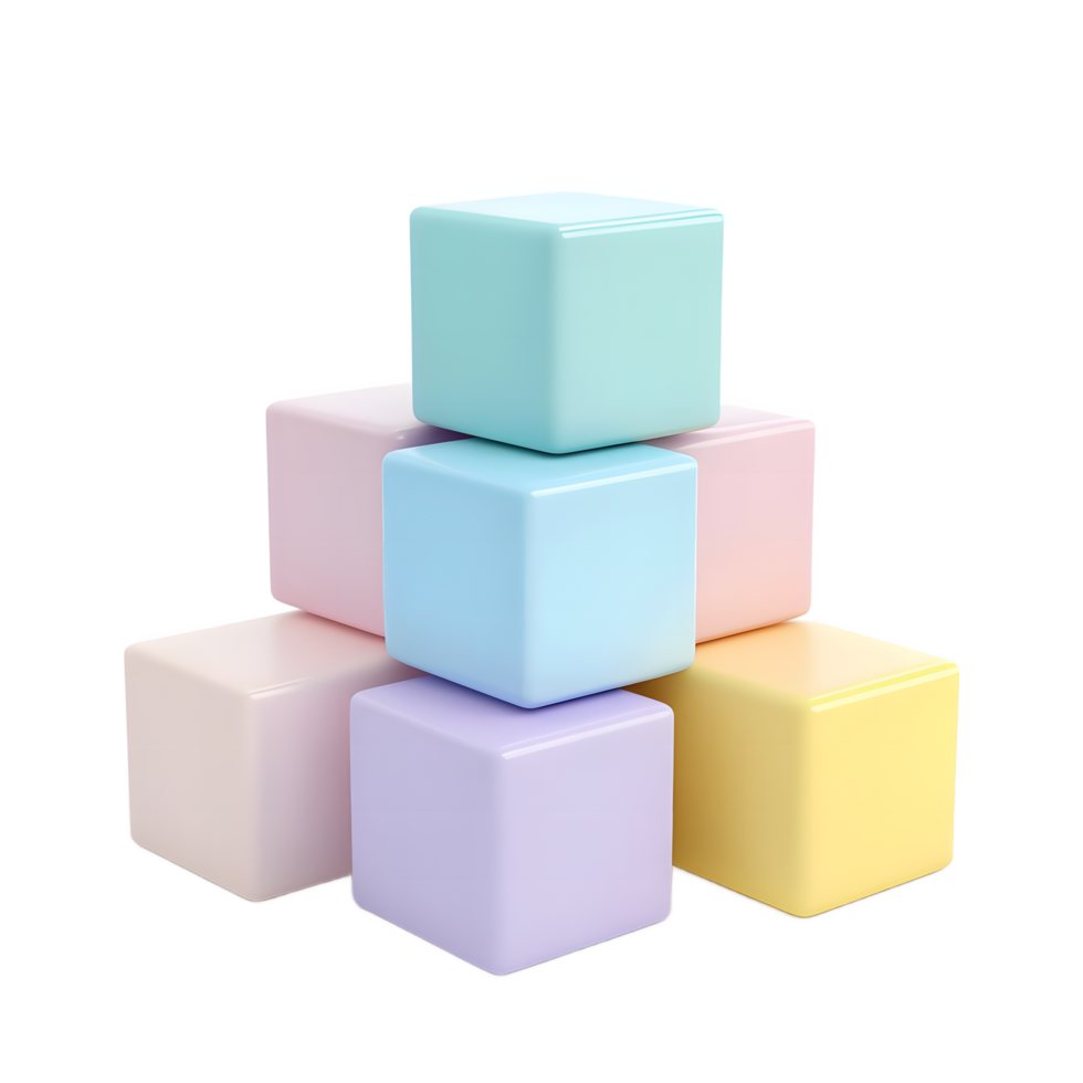 Pastel-Colored Stacked Cubes for Display or Design png