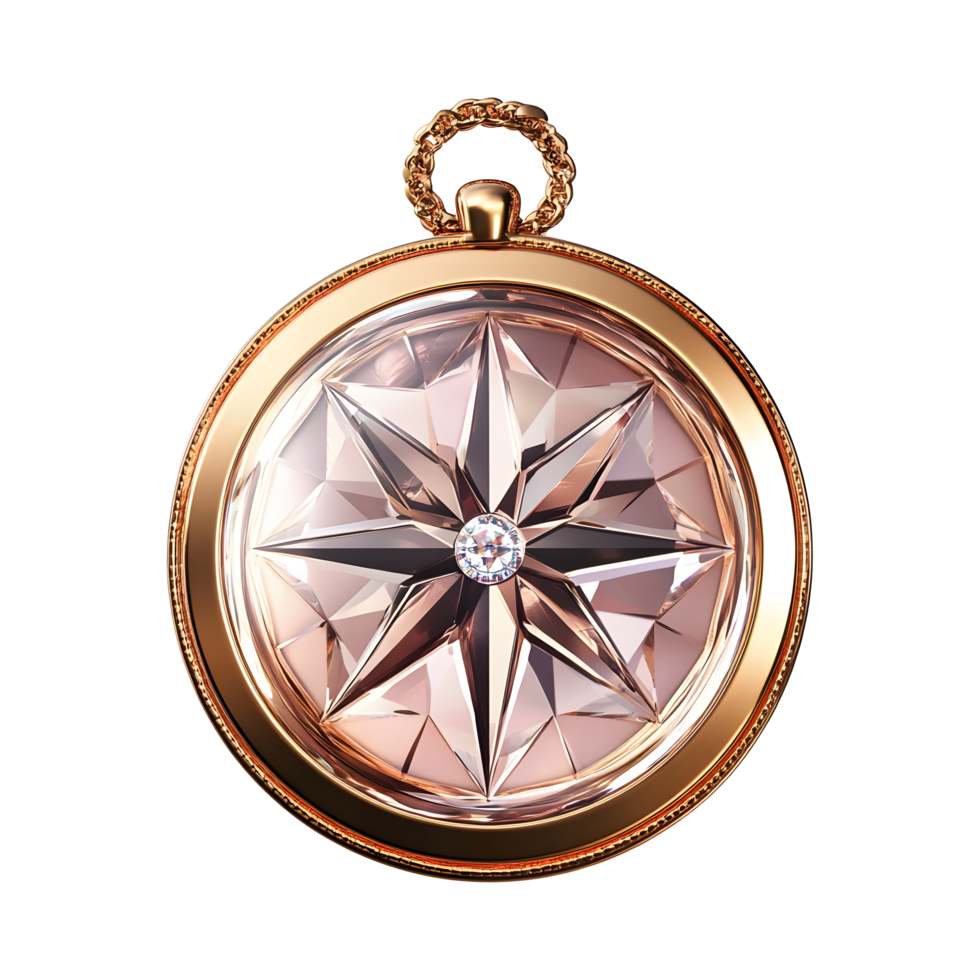 Exquisite Rose Gold Pendant with Faceted Crystal Star Design png