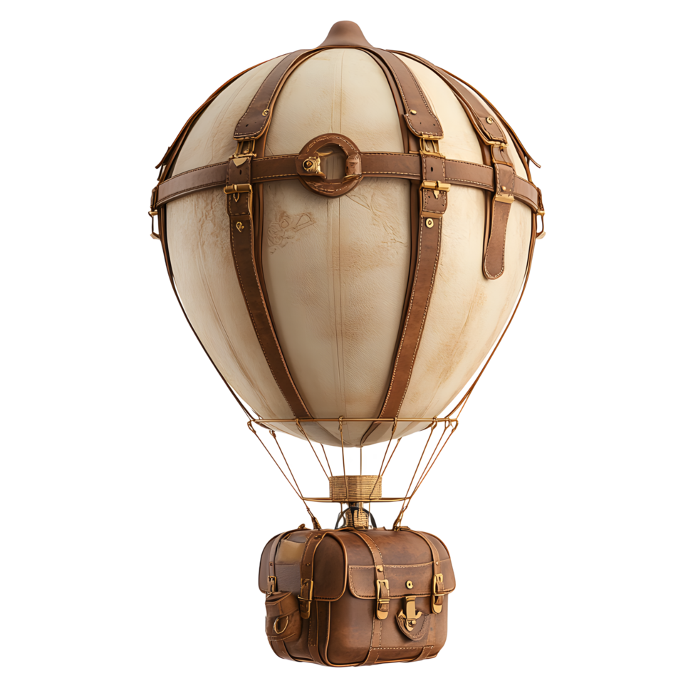 Vintage Steampunk Hot Air Balloon with Leather Accents png