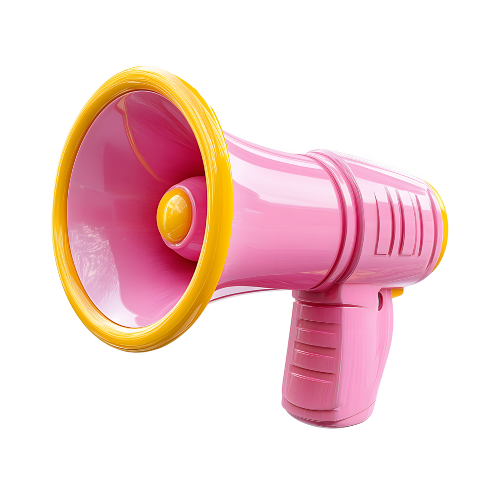 Vibrant Pink Megaphone with Yellow Accents, 3D Render png