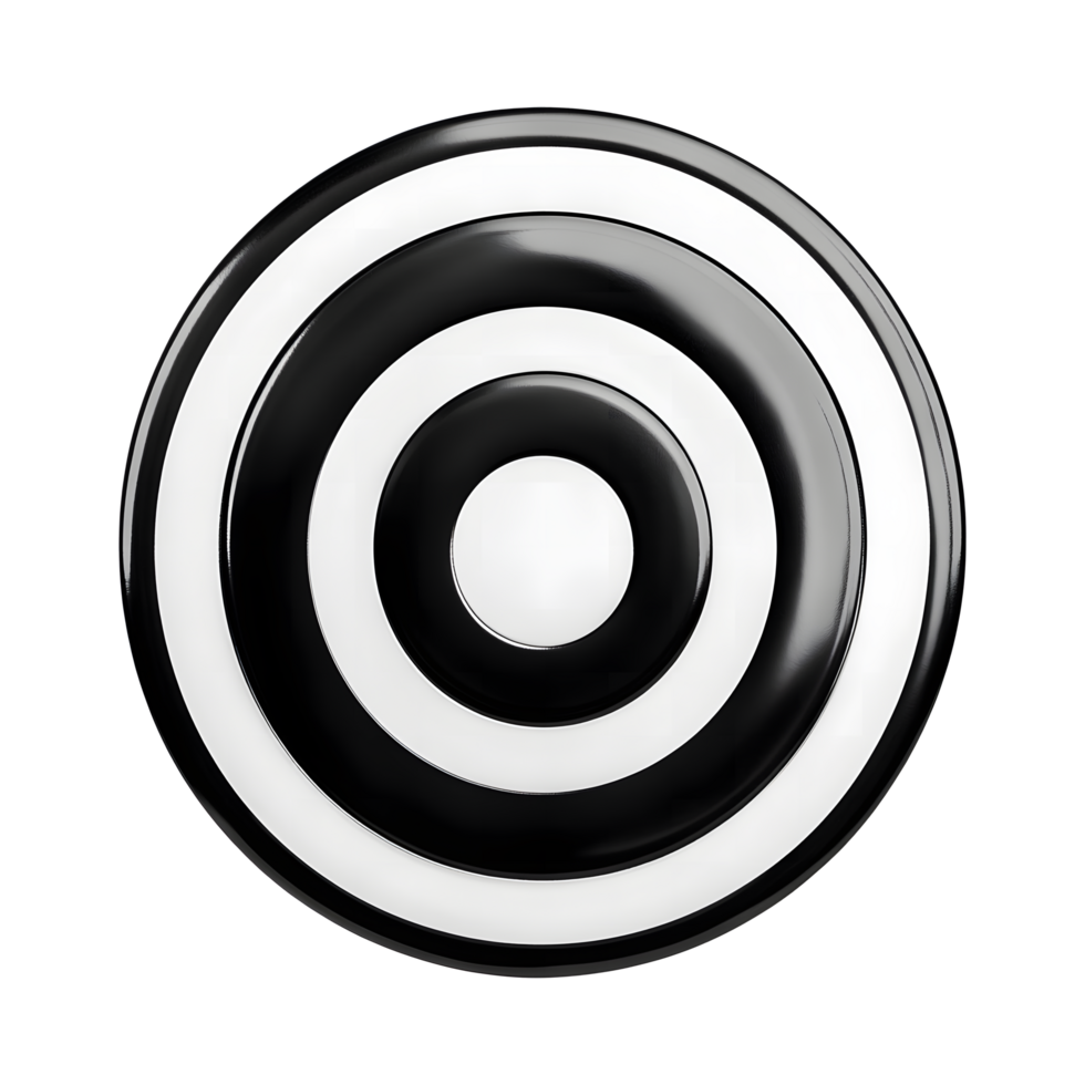 Abstract black and white concentric circles design png