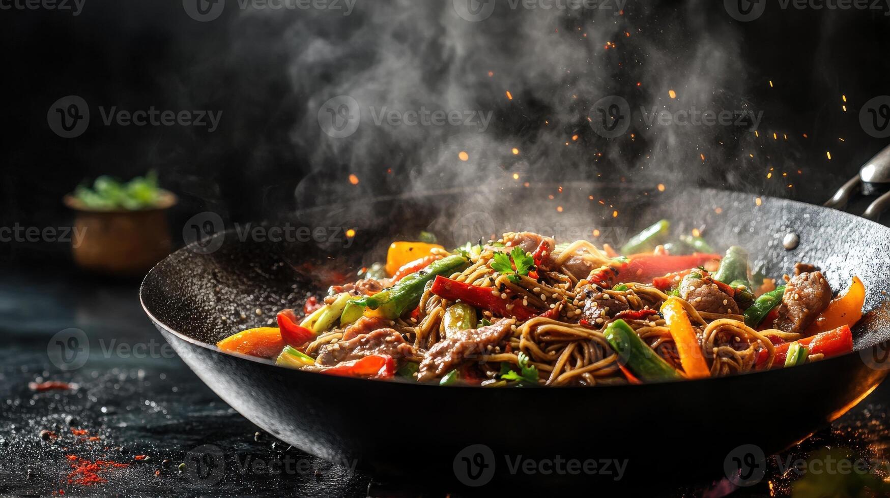 Vibrant Stir Fry of Soba Noodles with Tender Beef for Delicious Meals photo