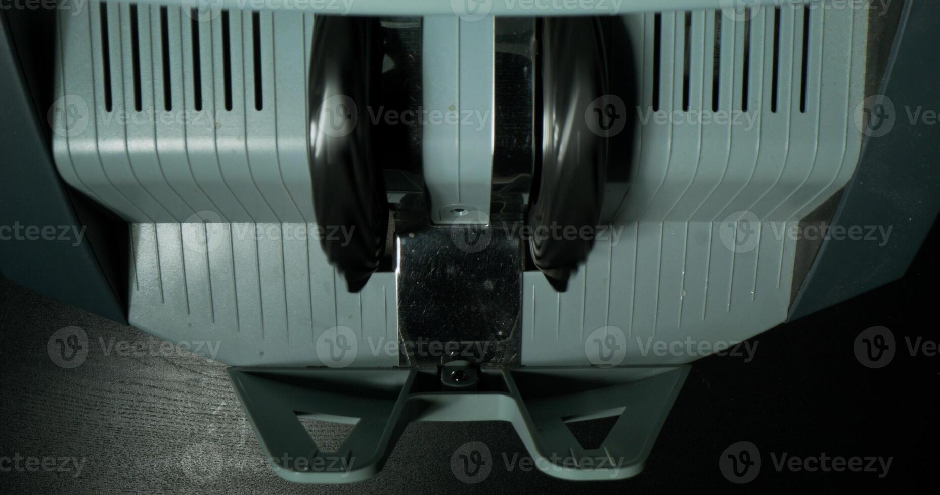 Euro banknotes in the counting machine. The currency of the European Union. photo