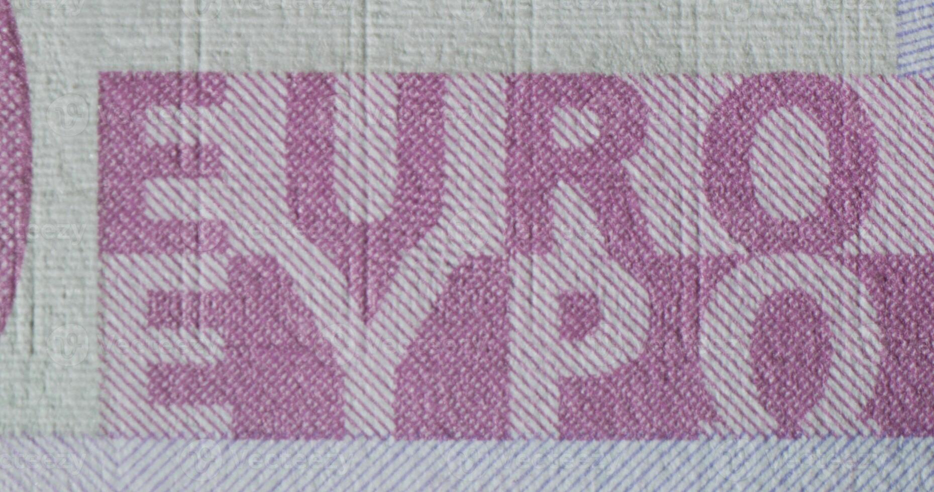 A close up of a euro bank note with the word europe on it photo