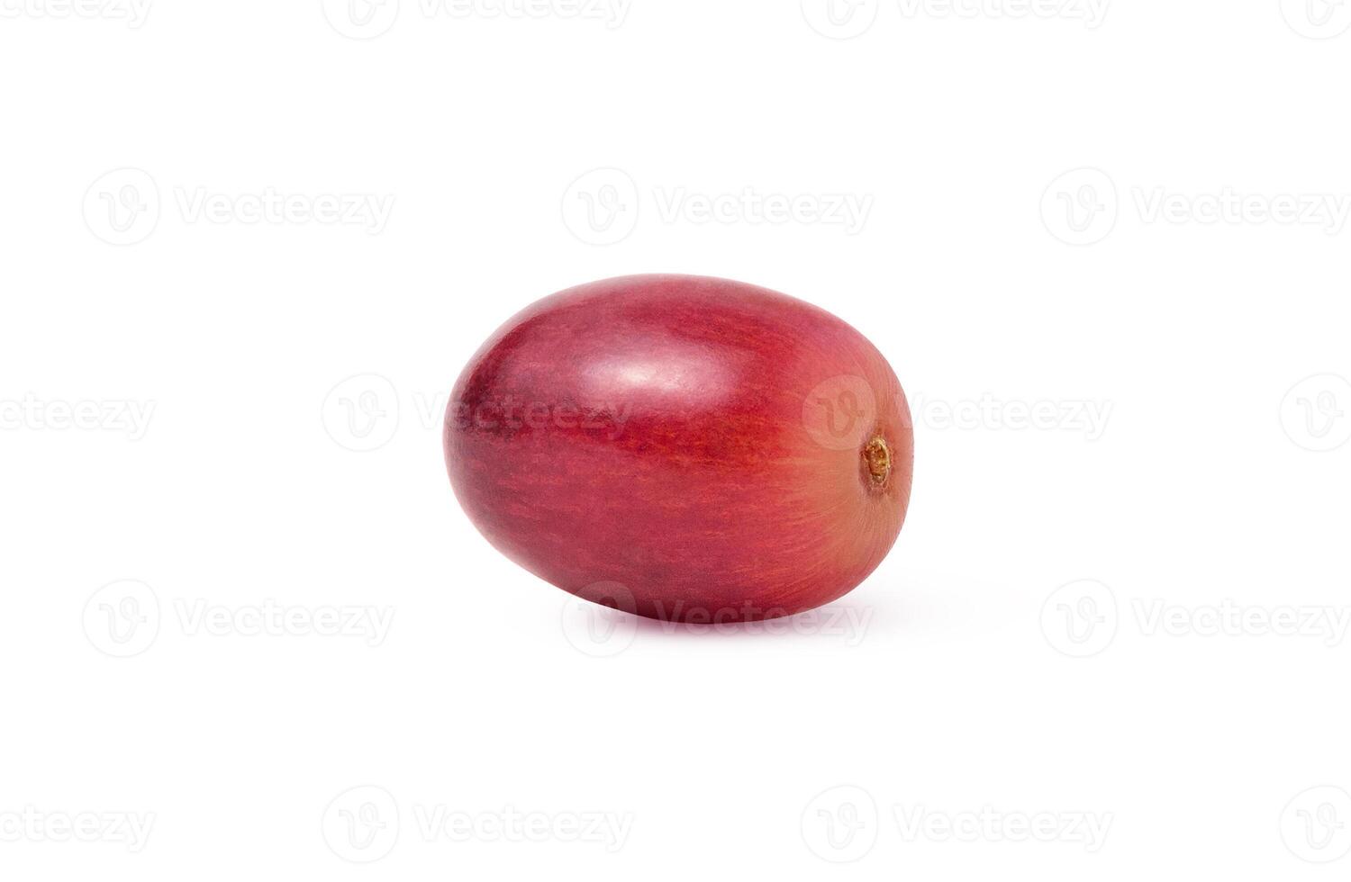Single red wine grape isolated on white background photo