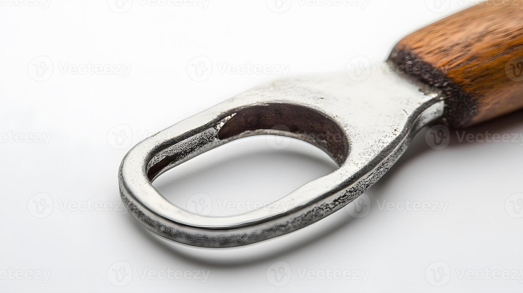 Wooden Handle Bottle Opener Closeup. photo
