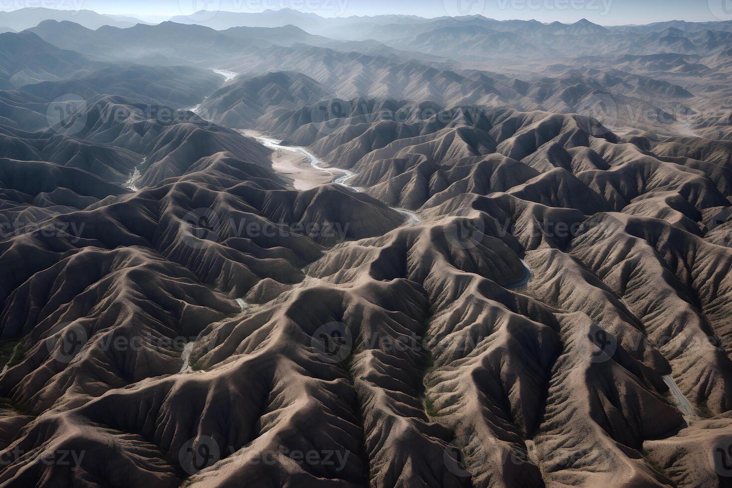An aerial view of the mountains in the desert photo