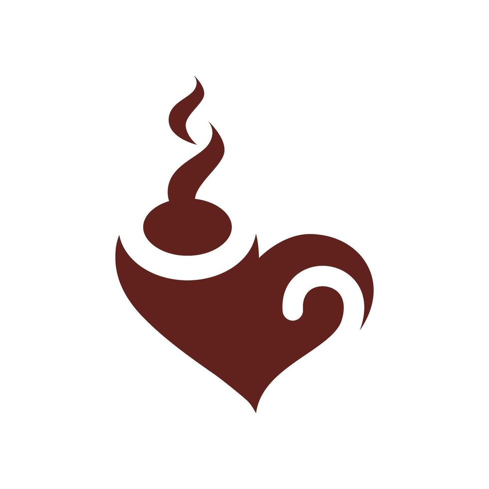 Creative logo design featuring a heart shaped like a steaming cup, representing warmth and comfort in a cozy atmosphere vector