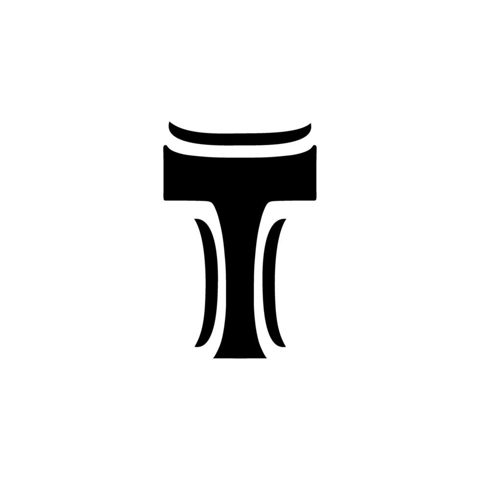 Unique black letter T design with artistic curves showcasing modern typography and creativity vector