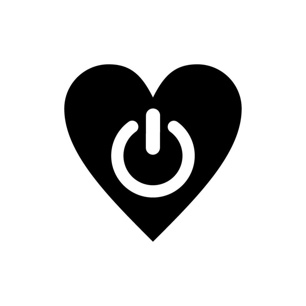 Heart symbol with power button design representing love for technology and connectivity in modern culture vector