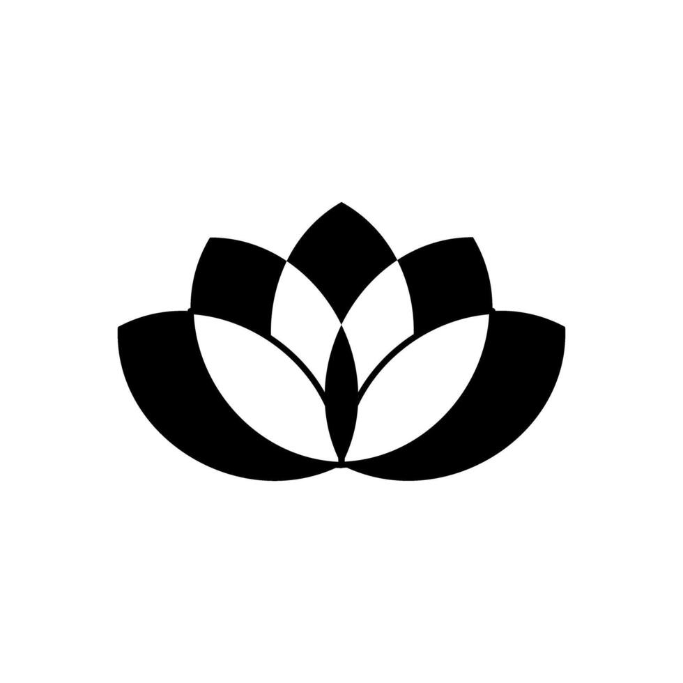 Elegant design of a black lotus flower with symmetrical petals on a white background showcasing simplicity and serenity vector