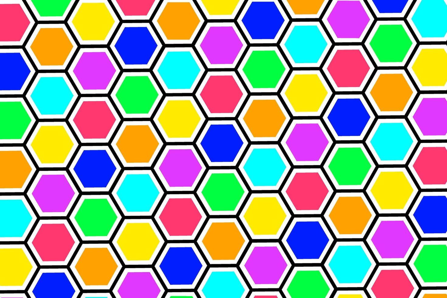 Colorful hexagonal pattern fills the space with vibrant hues and geometric shapes creating an engaging visual effect vector
