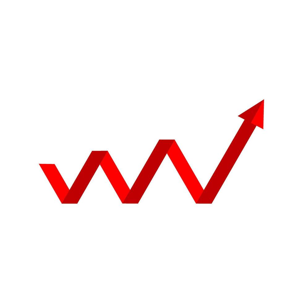 Professional financial growth graph with upward trend and prominent red color vector