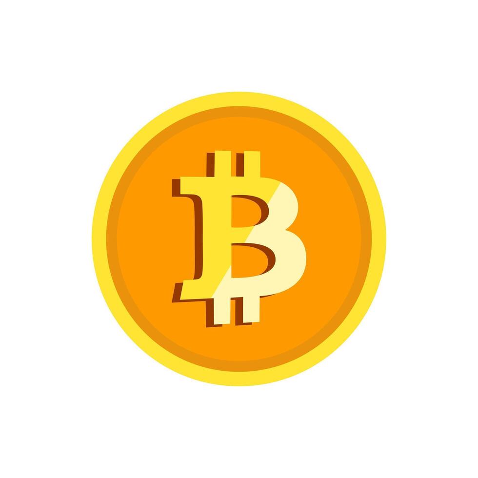 Digital coin symbol showing a golden representation of Bitcoin on a white background vector