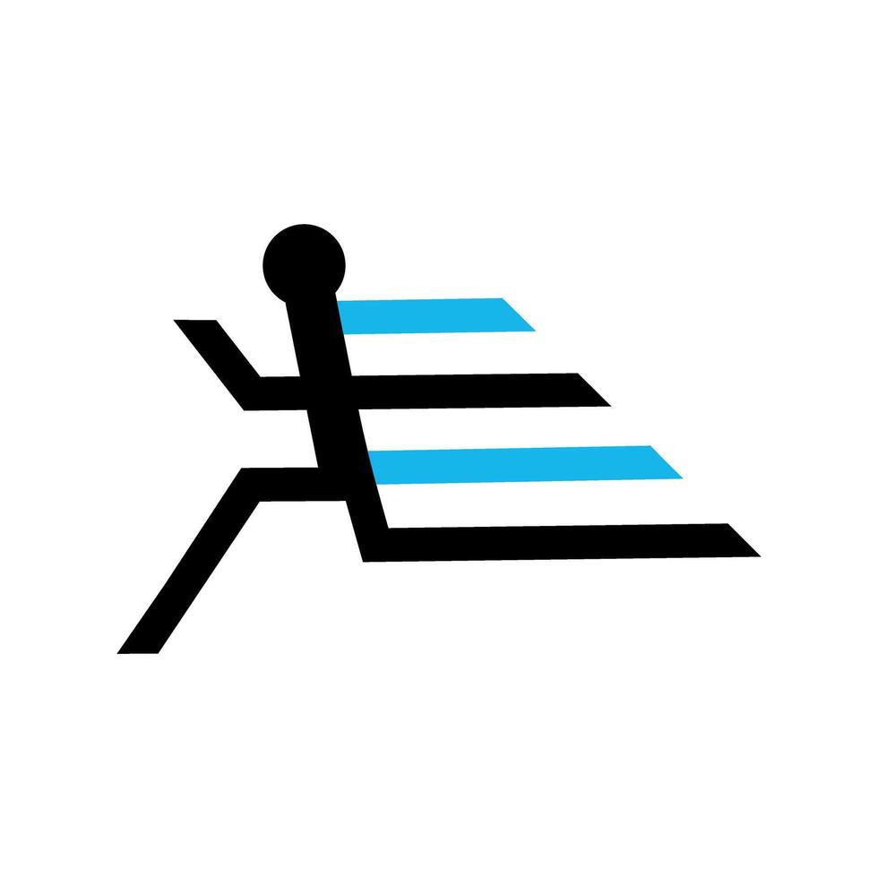 Dynamic running figure with abstract motion lines representing speed in a minimalist design vector