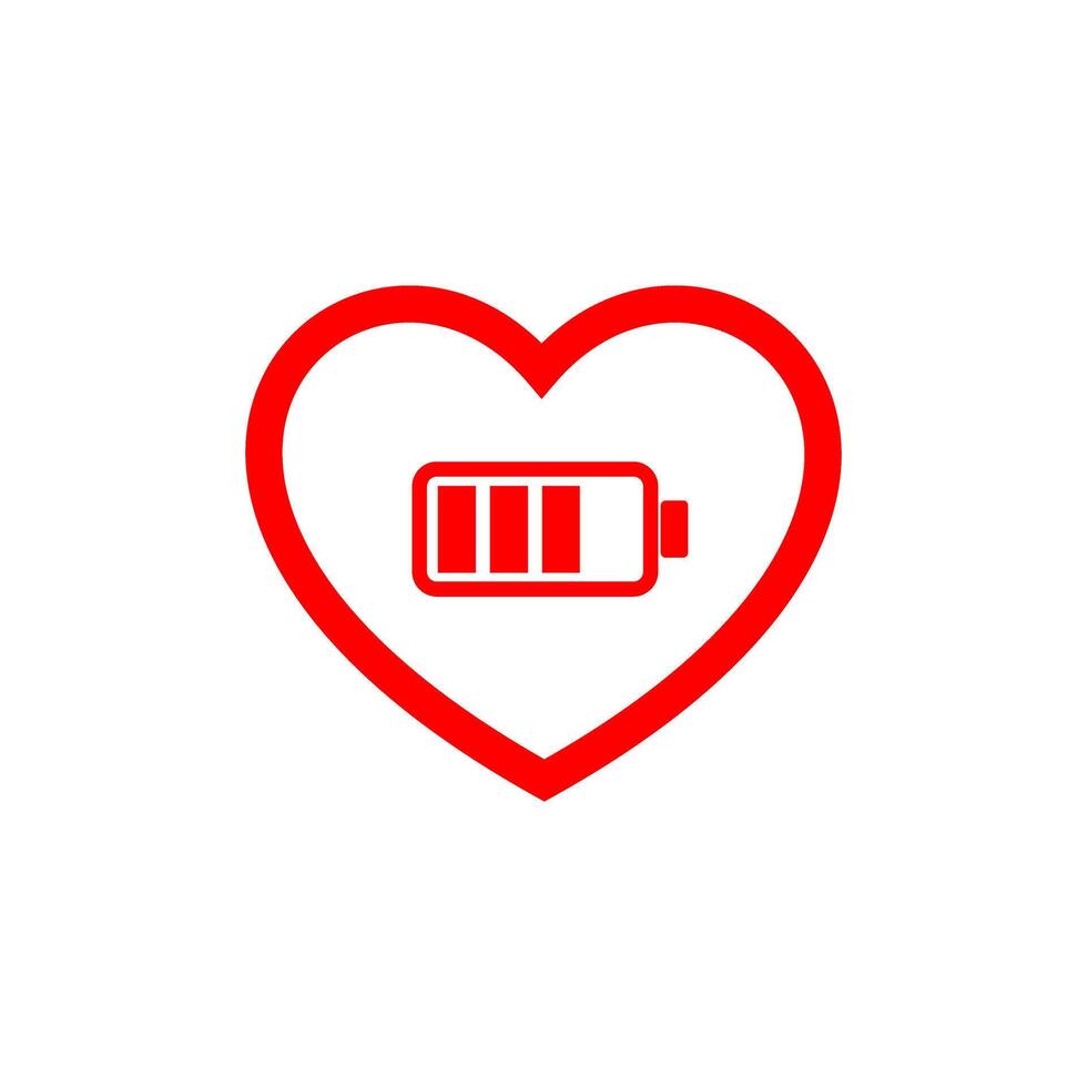 Heart symbol with battery icon illustrating the concept of energy and emotional wellness in modern life vector