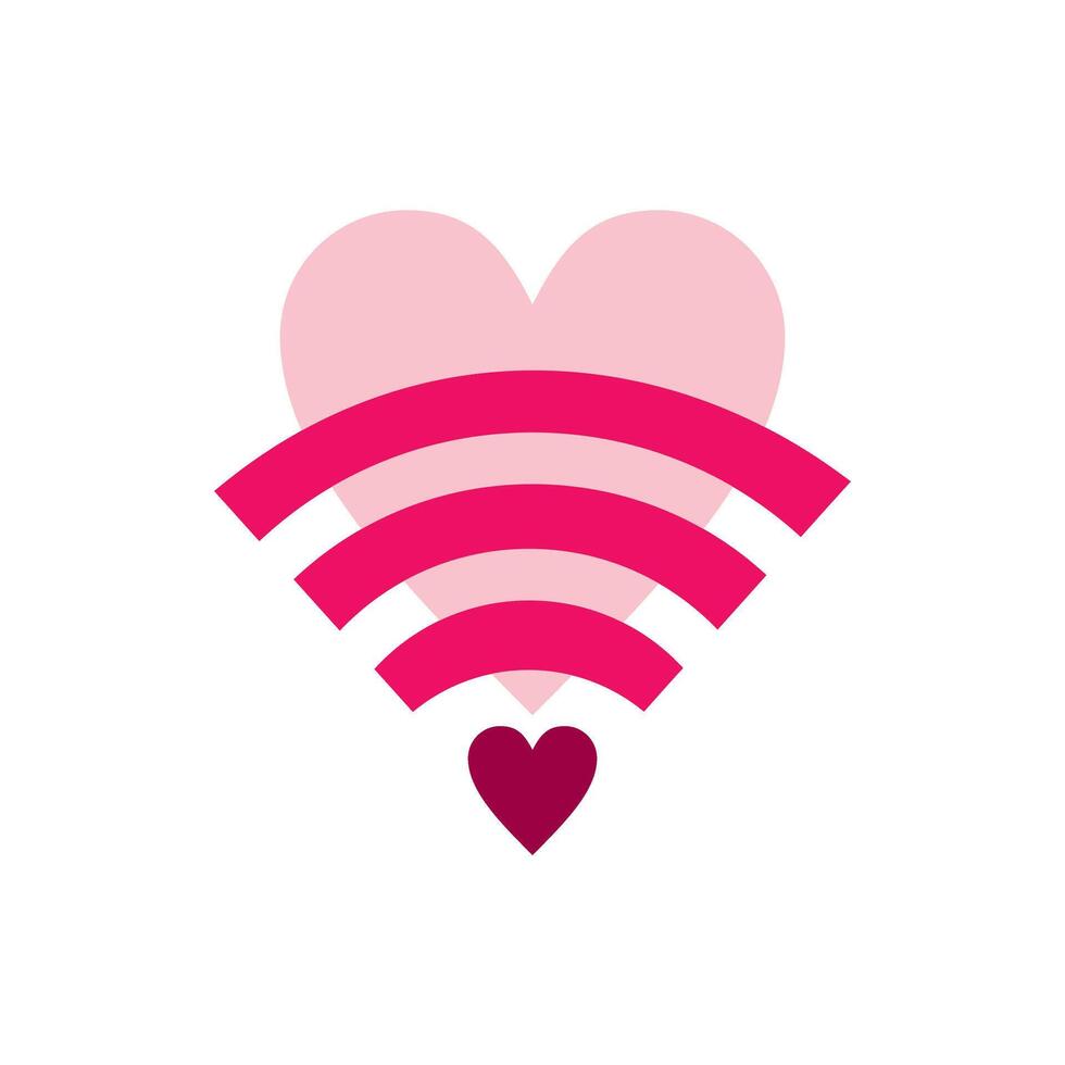 Symbol representing love and connectivity with a heart and Wi-Fi signal design vector