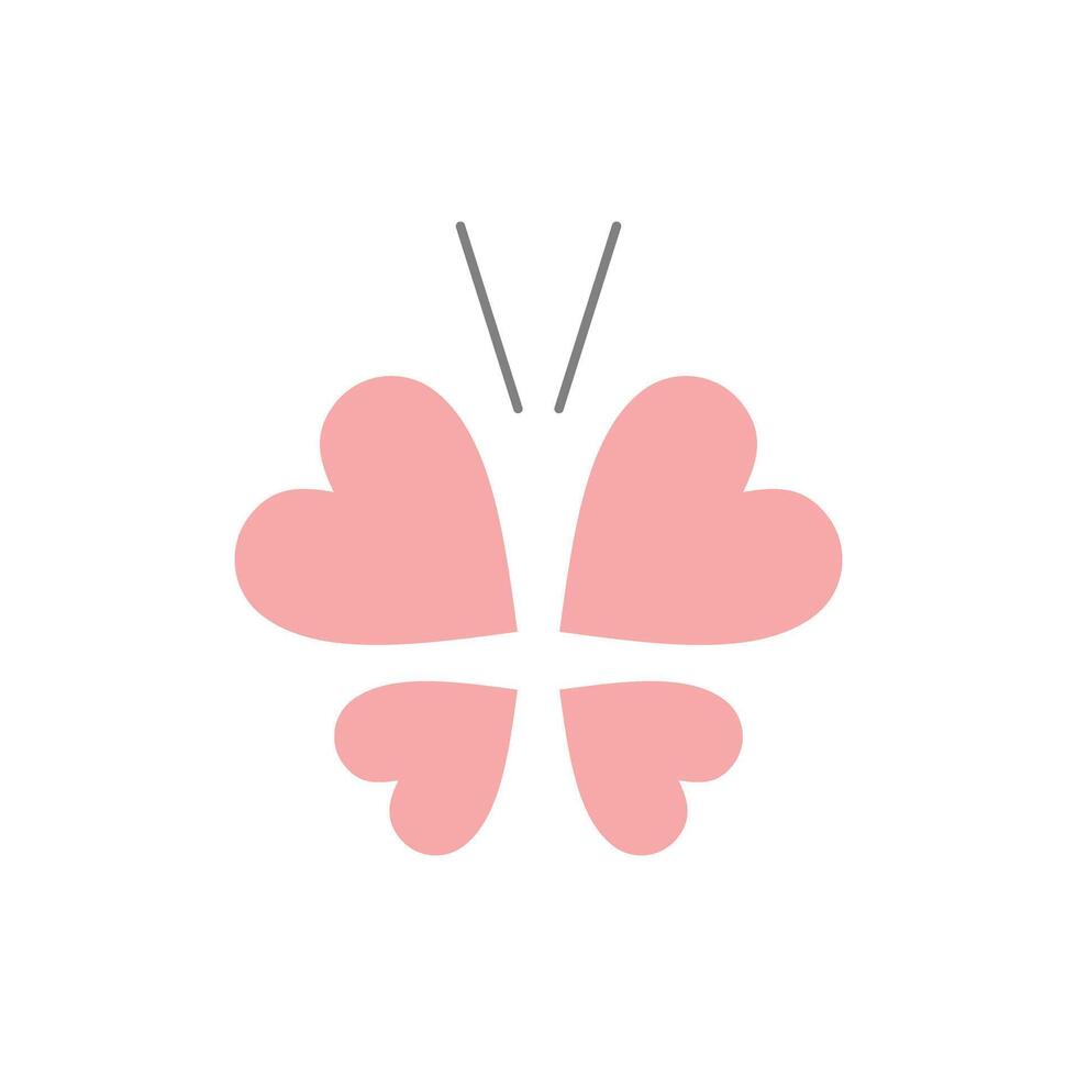 Heart-shaped butterfly design with soft pink color on a clean white background, perfect for spring-themed decoration or graphic design projects vector