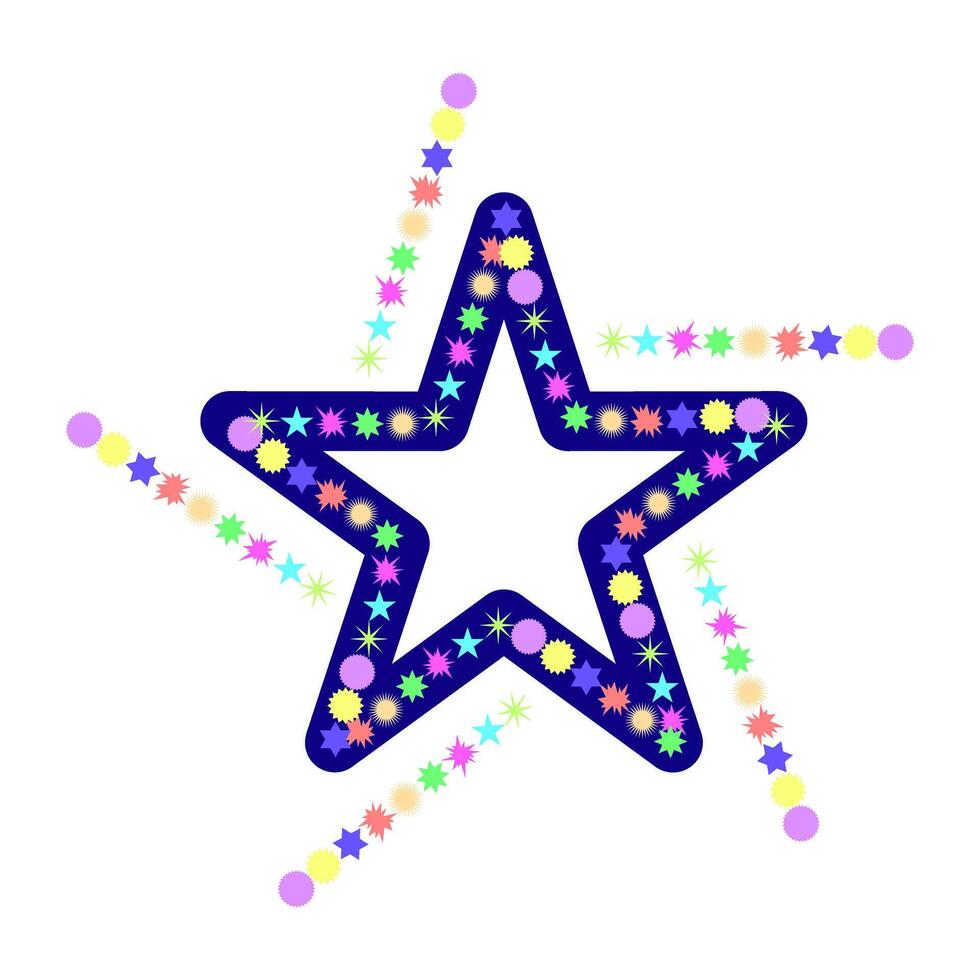 Colorful star design with sparkling elements and playful patterns displayed on a white background during a creative project vector