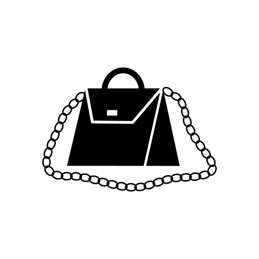 Stylish black handbag with chain strap displayed on a plain background vector