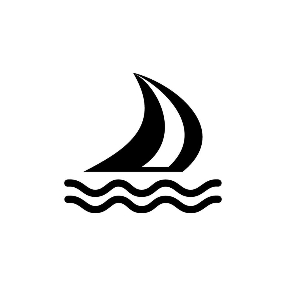 Sailing on a calm sea with a simple sailboat design against the waves vector