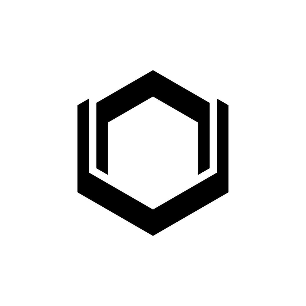 Unique geometric black logo design featuring a hexagonal shape with bold lines vector