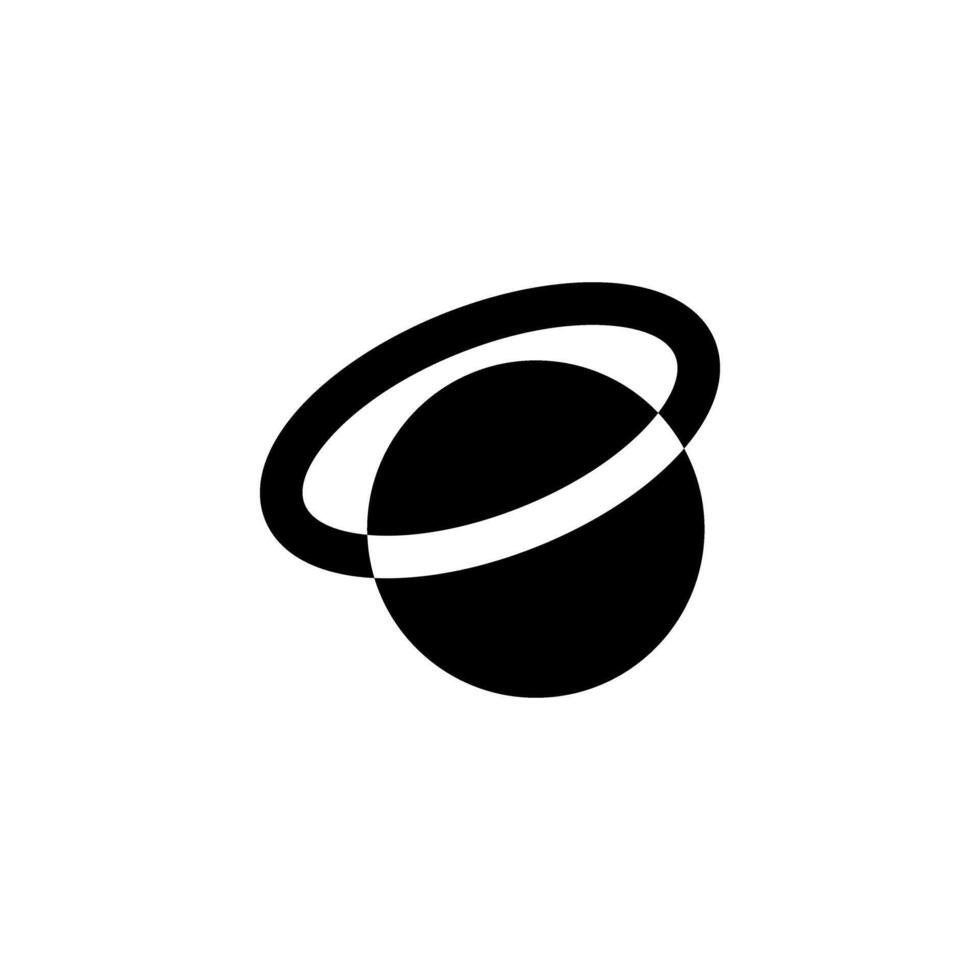 Abstract representation of a planet with rings in a minimalist style emphasizing shapes and contrasts vector