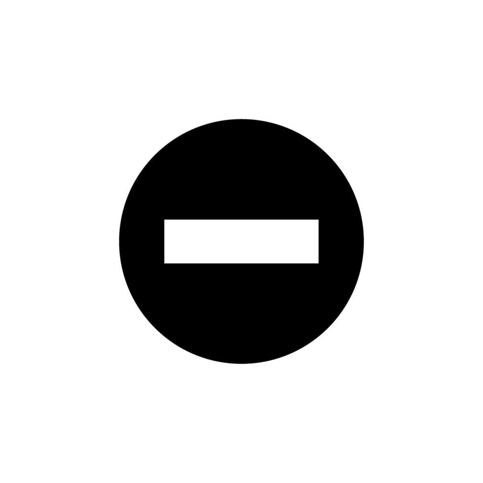 Graphic representation of a black circle with a horizontal white line, symbolizing subtraction or negation vector
