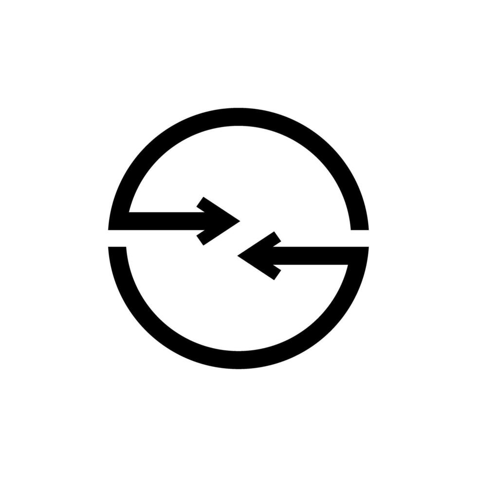 Circular logo with arrows symbolizing exchange or movement in a minimalist design vector