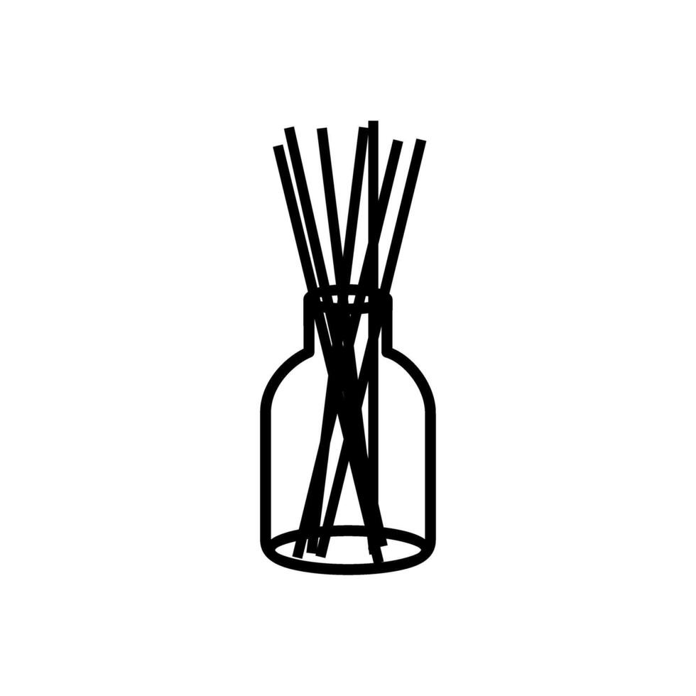 Decorative glass bottle with reed sticks for aroma in a minimalist setting on a simple background vector