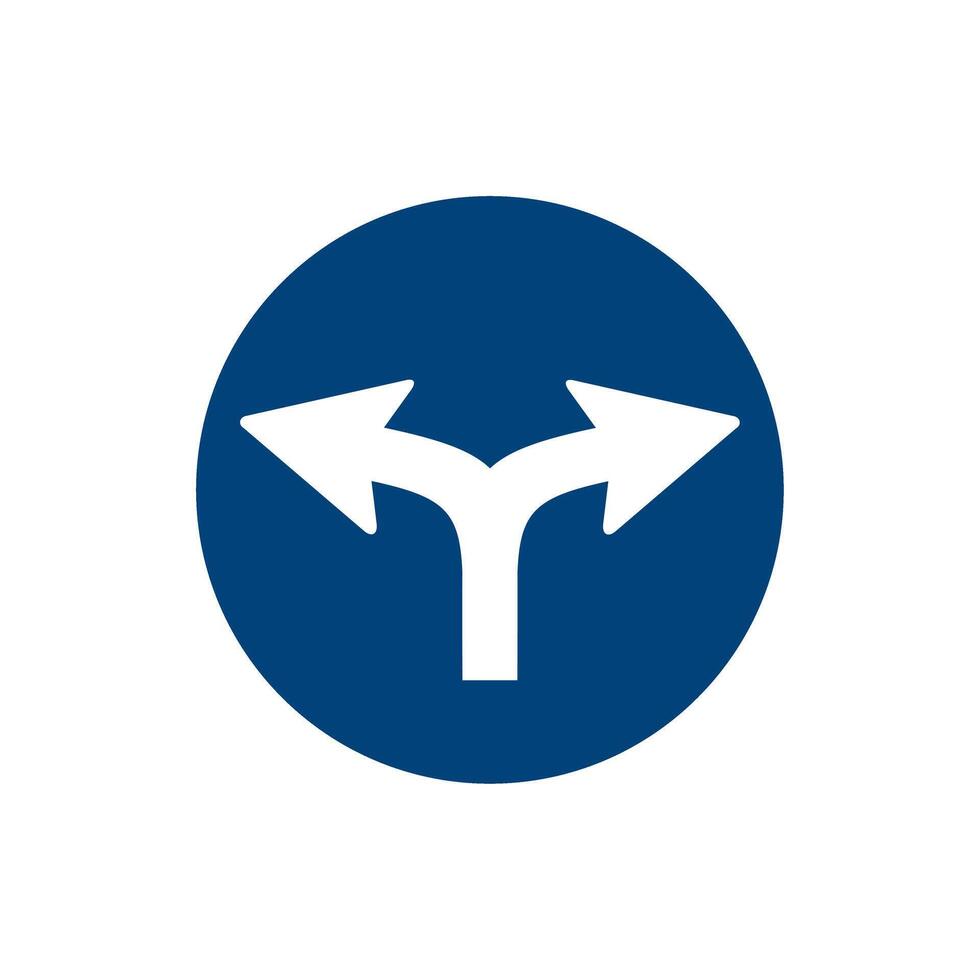 Directional sign indicating split path options in a clear and simple design vector