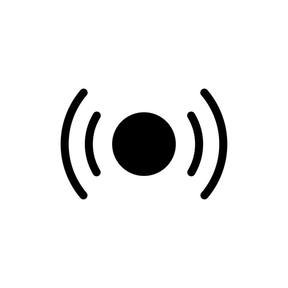 Circular symbol with radio waves indicating broadcasting or signal transmission in a modern digital context vector