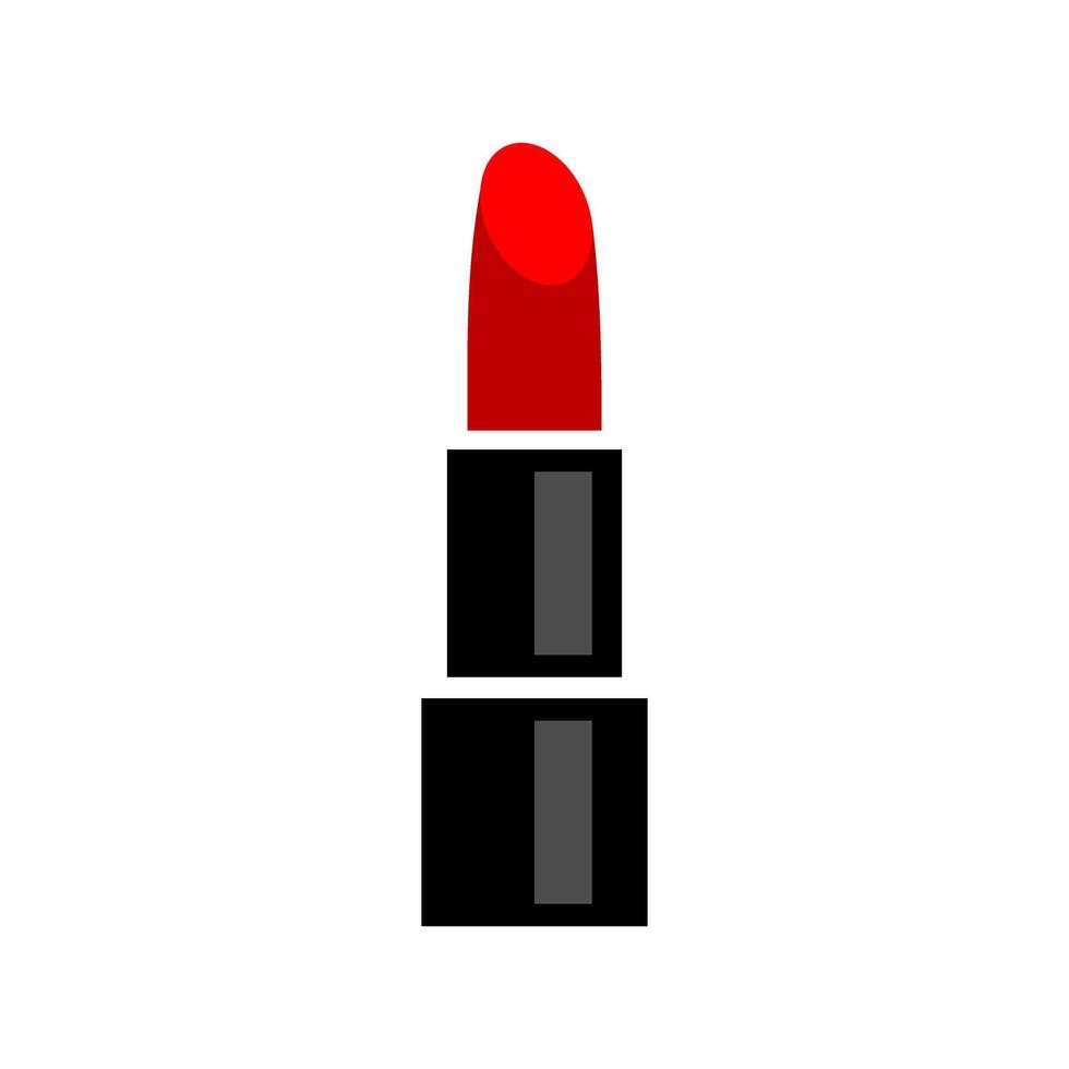 Bright red lipstick stands upright on a clean white background showcasing an elegant beauty product vector