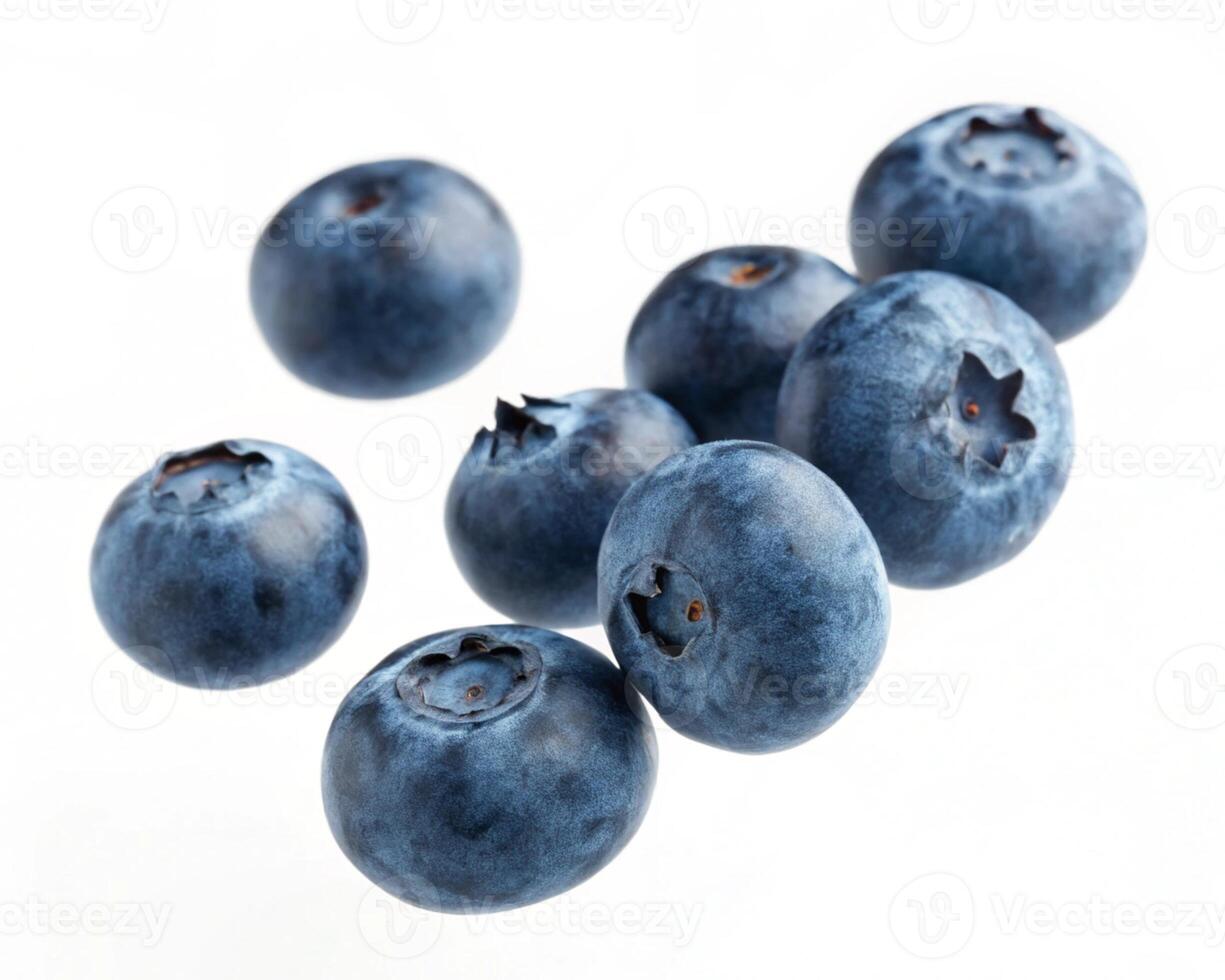 Fresh blueberries cluster high resolution image isolated on white background photo