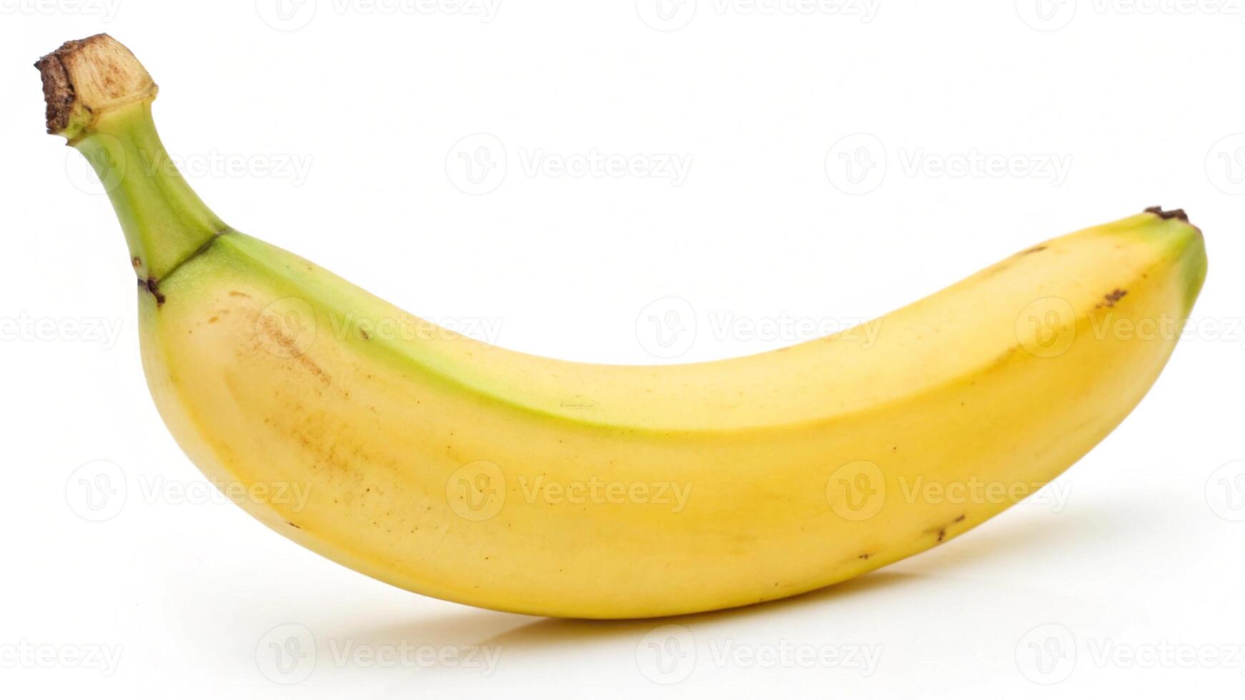Single ripe yellow banana isolated on white background photo