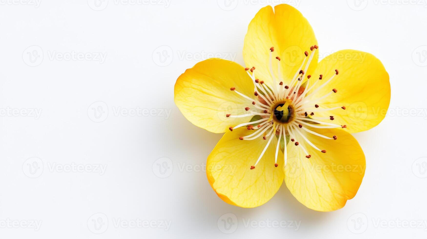 A fresh yellow apricot blossom blooms, displaying its delicate petals and intricate structure from a top view, symbolizing the beauty of spring photo