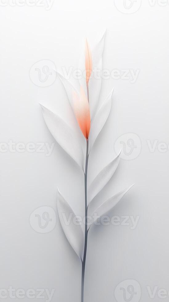 Bright orange flower surrounded by softly blurred, textured white petals creates an exquisite visual experience in a serene environment photo