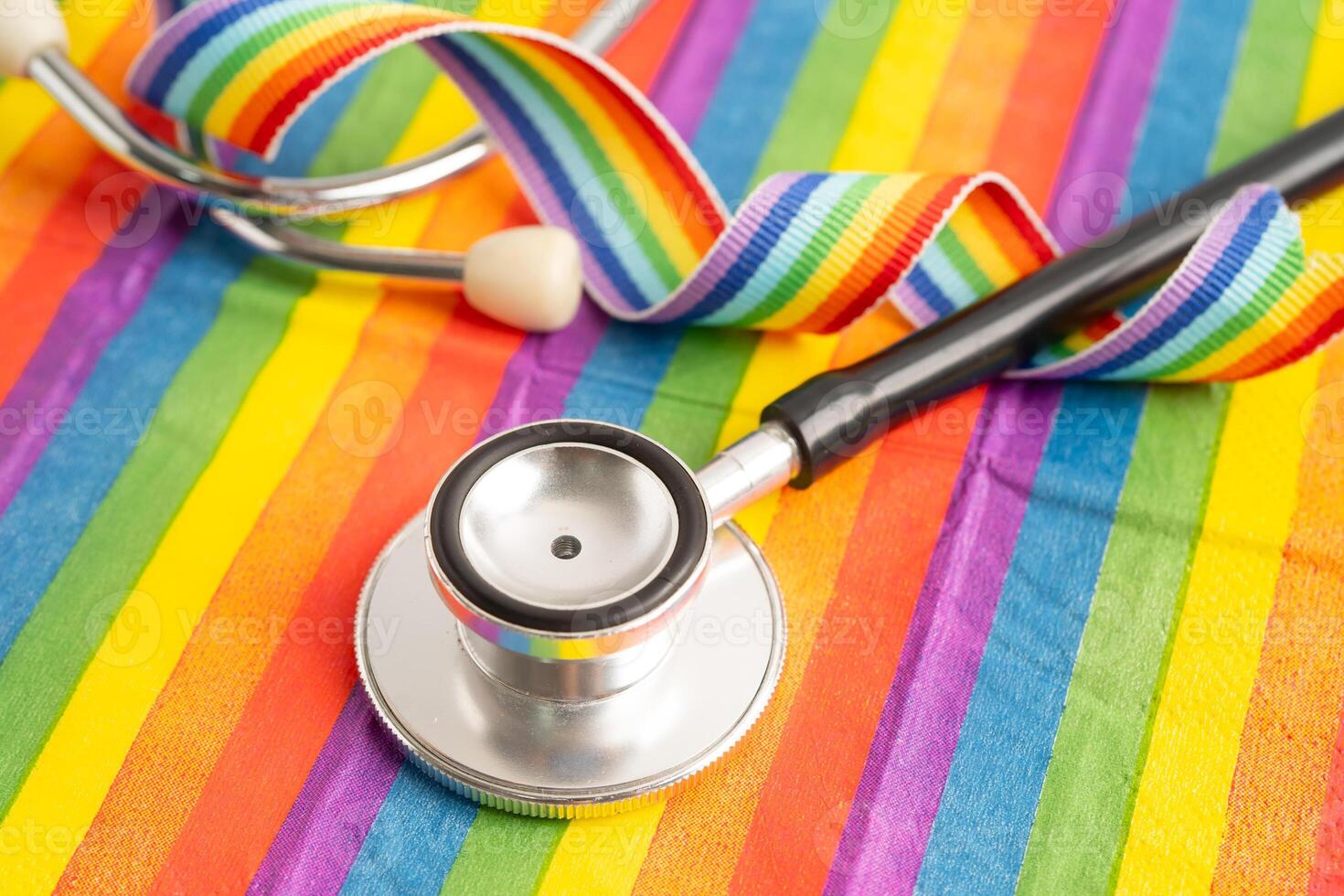 Stethoscope LGBT rainbow flag. photo