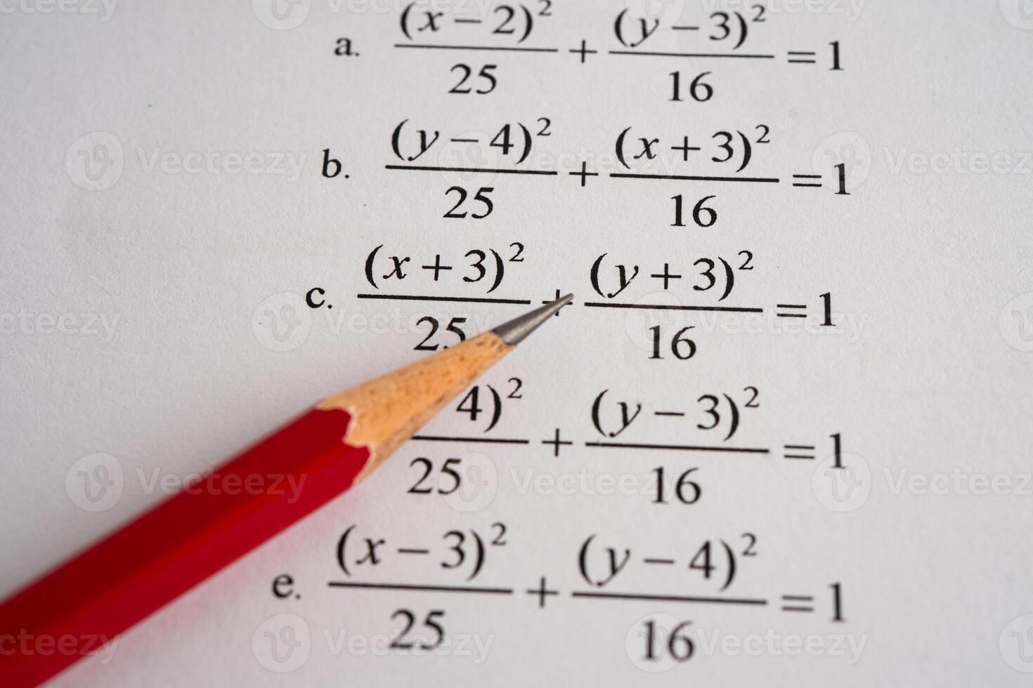 Pencil mathematic formula exercise test paper photo