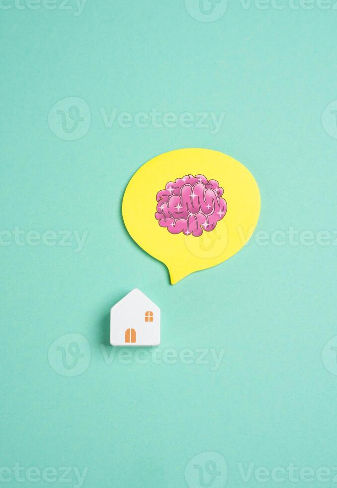 House with a brain. Smart home concept. Improve convenience, efficiency, and security. AI and automation. Lighting, appliances, and environmental controls intelligently. photo