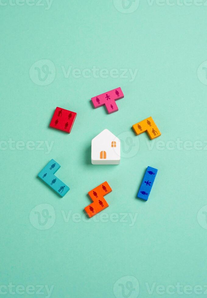 Housing and Families. Community and neighborliness. Commonwealth. Society, demography and population. Shared spaces, family life, urban planning, and neighborhood interaction. Housing development photo