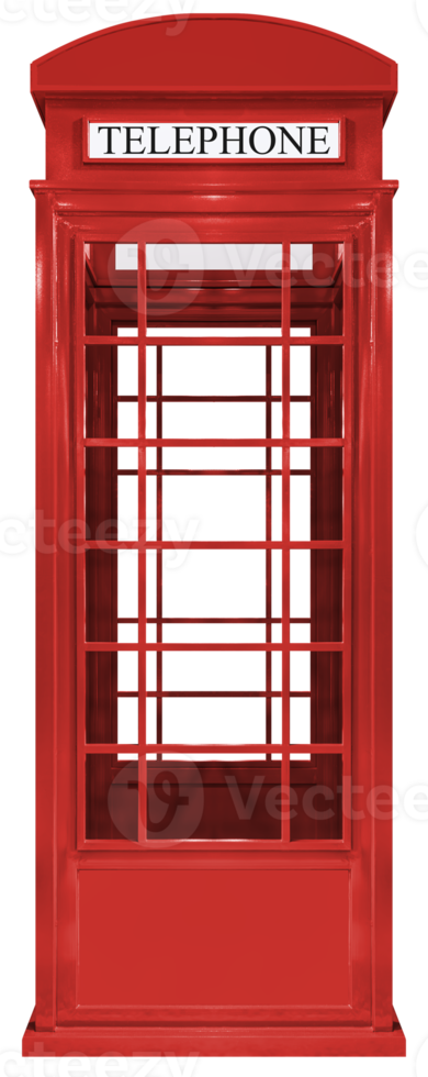 Front view red public telephone booth png