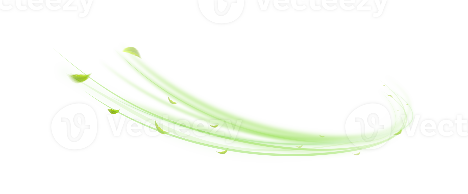 Green Energy Wave with Leaf Elements on Transparent Background png