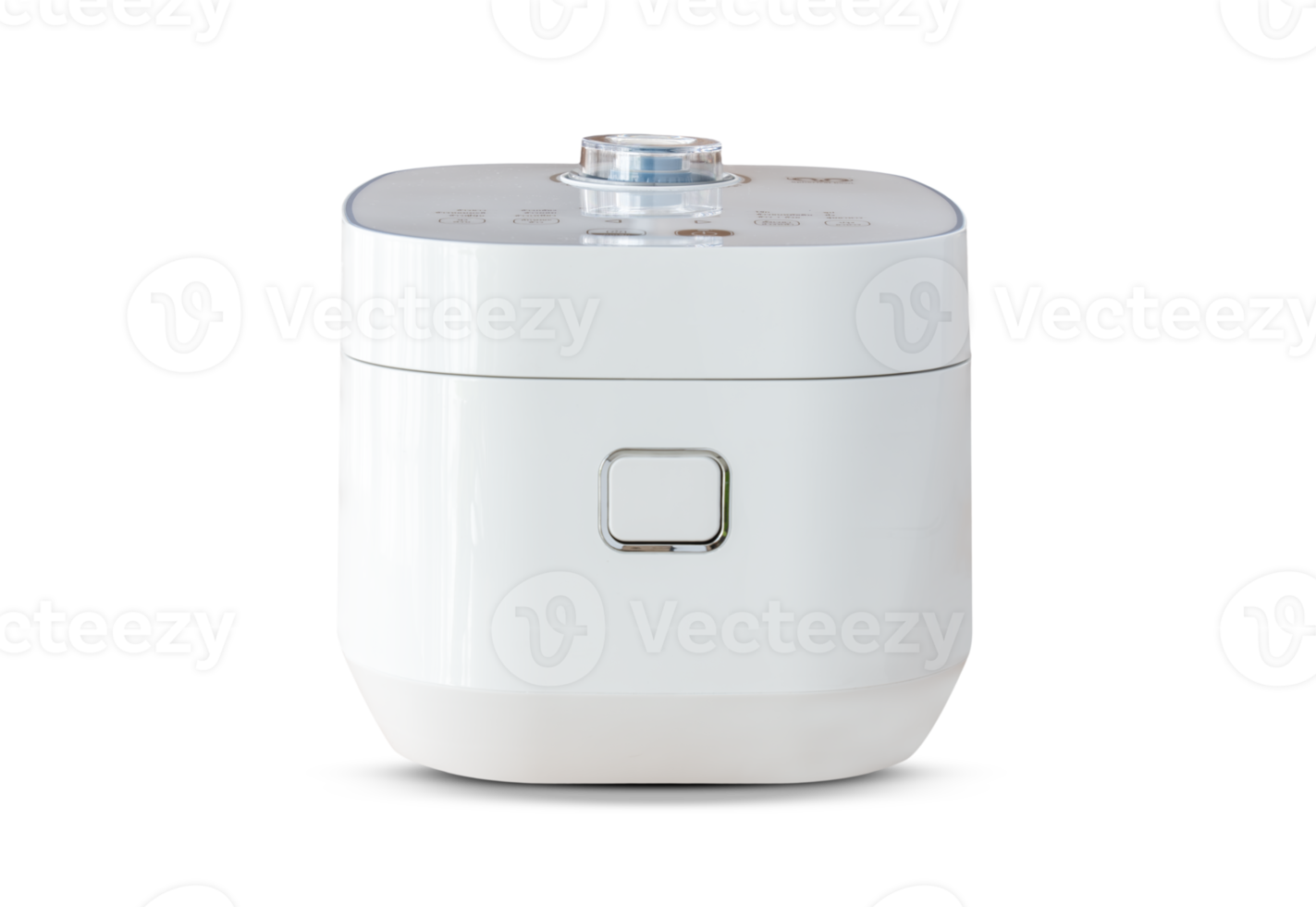 A minimalist white rice cooker filled with steaming rice, situated in a bright, cozy kitchen. Great for advertisements related to modern home appliances or healthy cooking solutions. png