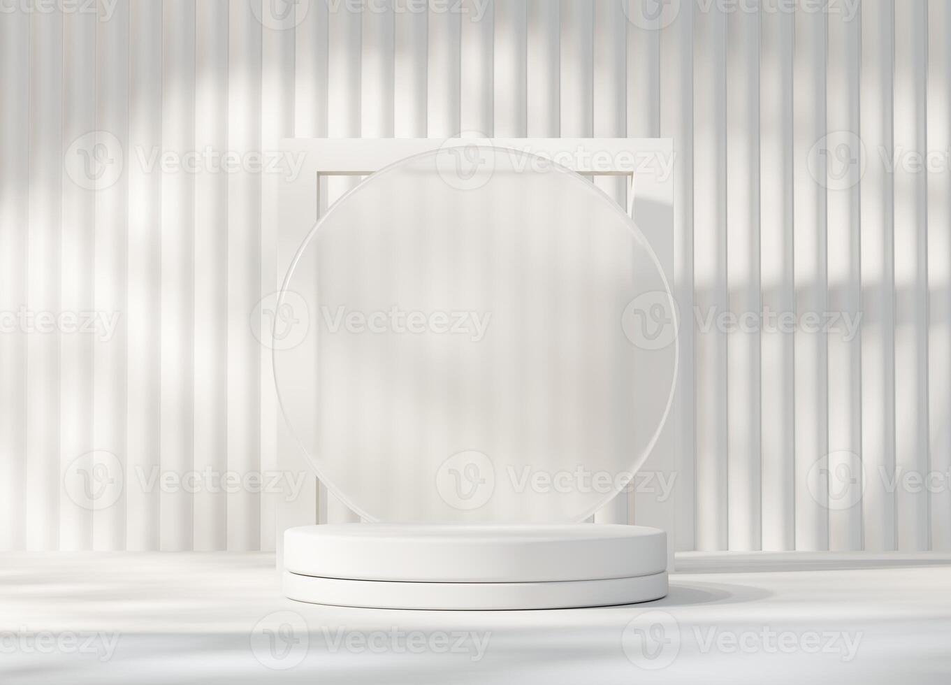 Minimal Modern White Round Podium Platform For Product Display Showcase 3D Render photo