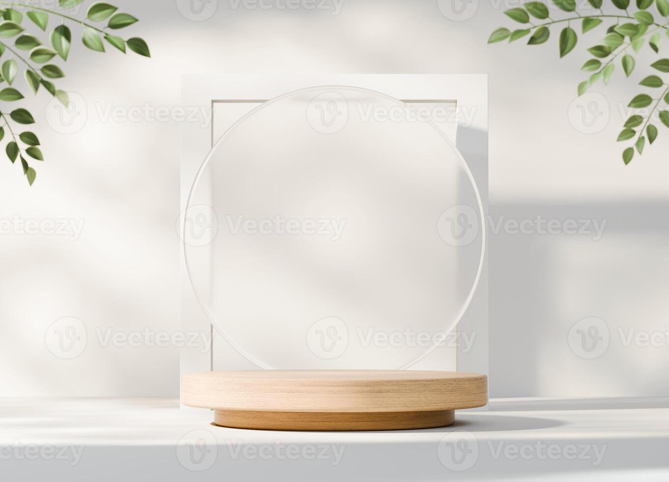 3D rendering abstract wood platform podium product presentation backdrop photo