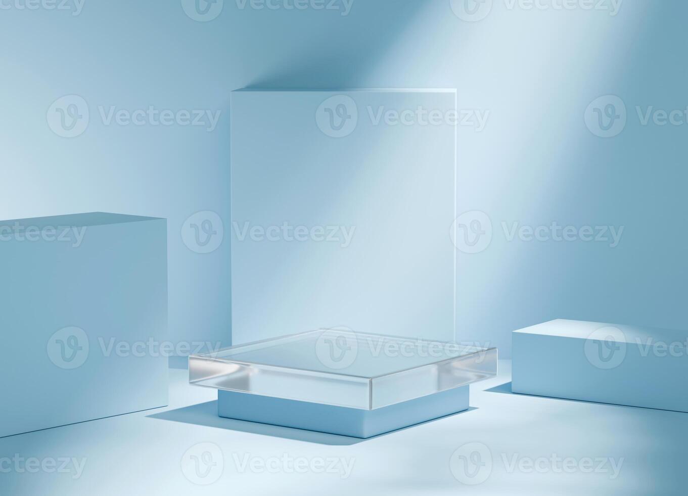 Clear Podium platform for advertising product display background 3d rendering photo
