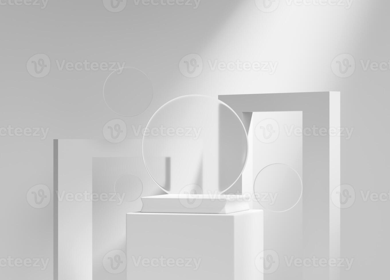 Abstract Square White Podium Platform For Product Display Showcase 3D Rendering photo