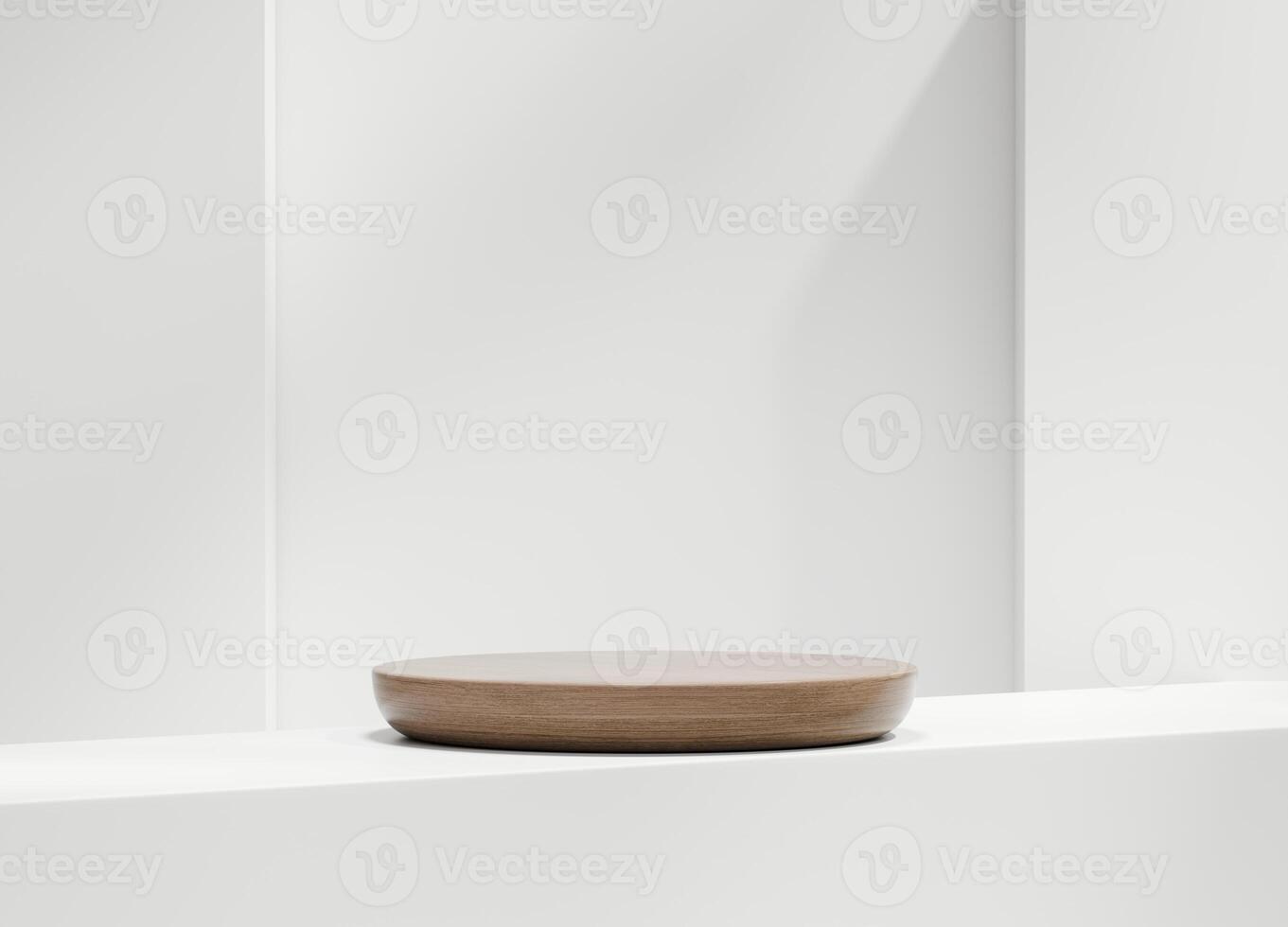 Minimal Modern Wood Podium Platform For Product Display Showcase 3D Rendering photo