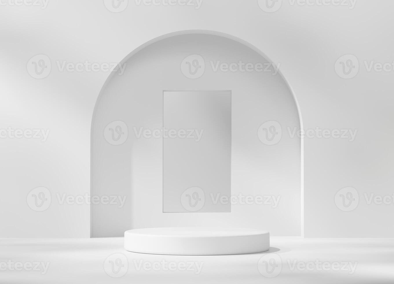 White Round Podium Platform For Product Display Showcase 3D Rendering photo